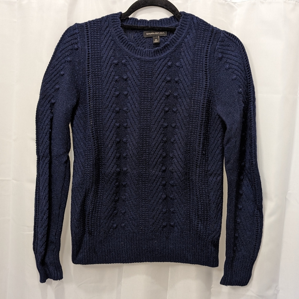 Banana Republic Blue Wool Cable Knit Sweater | xs